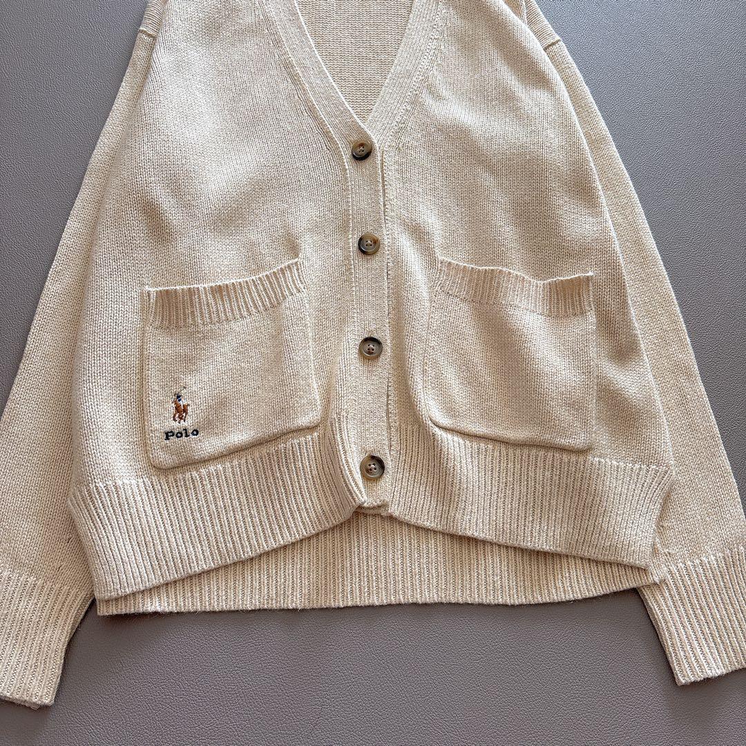 M-L相当【POLO】ラルフローレン カーディガン 長袖 シルク 絹100％ S