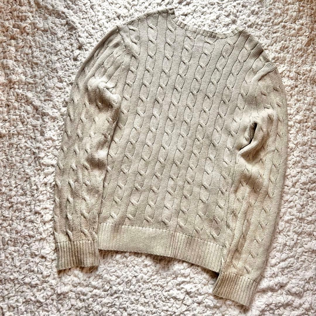 POLO RALPH LAUREN グレー　ライトグレー　ケーブルニット L 綿