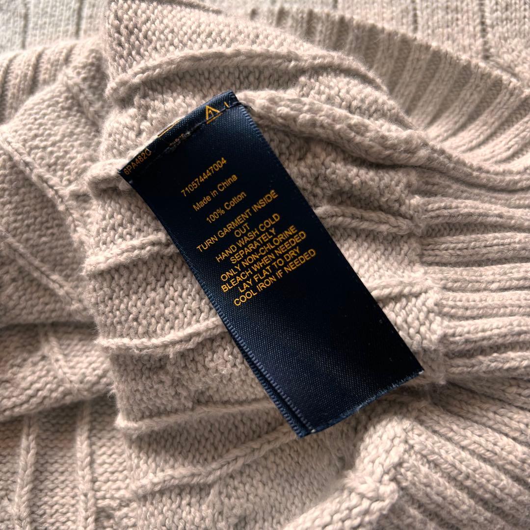 POLO RALPH LAUREN グレー　ライトグレー　ケーブルニット L 綿