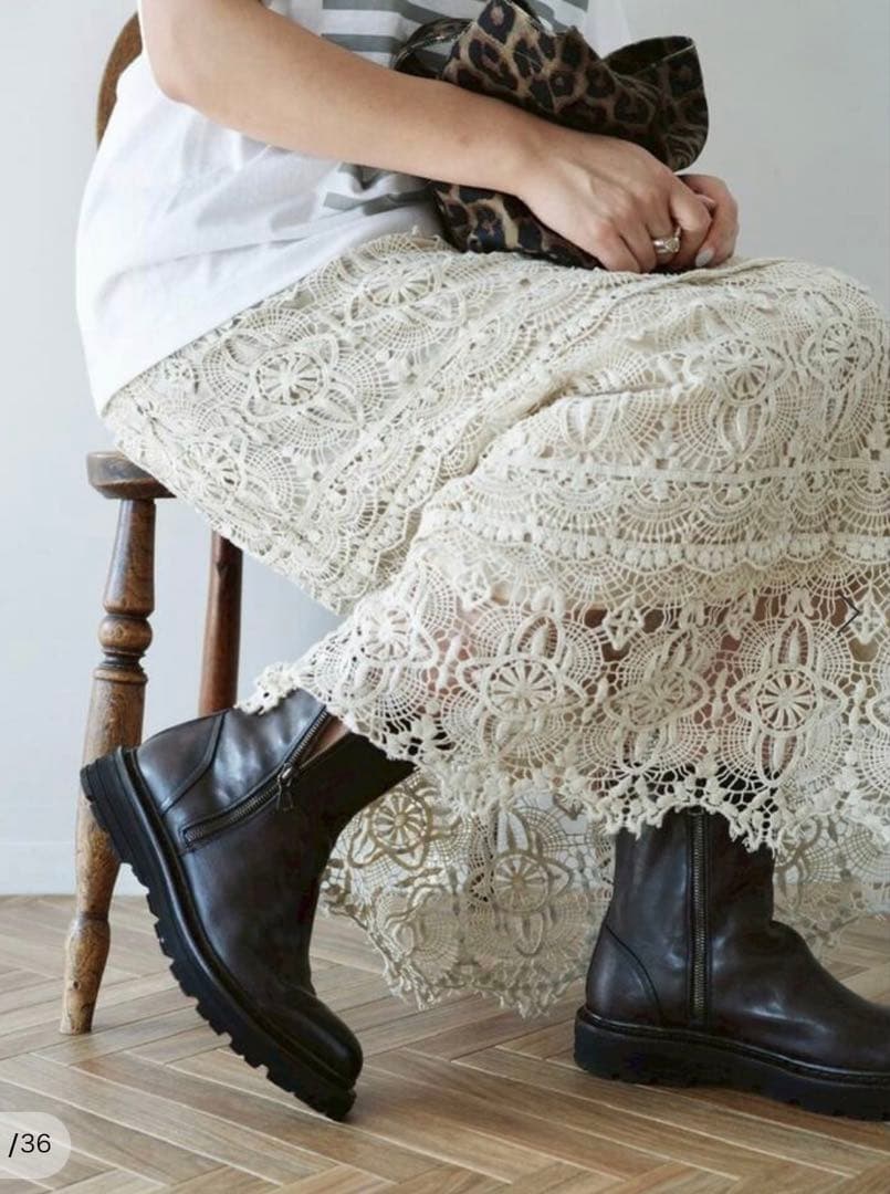 journal standard luxe レースMIX スカート　ナチュラル