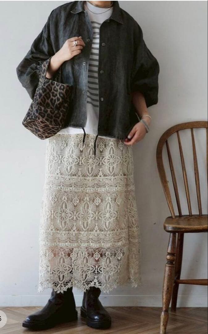 journal standard luxe レースMIX スカート　ナチュラル