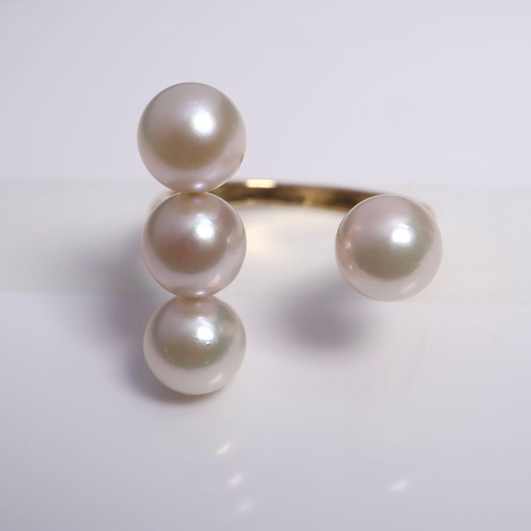 あこや真珠 リング あこやパール 指輪 3連リング アコヤパール