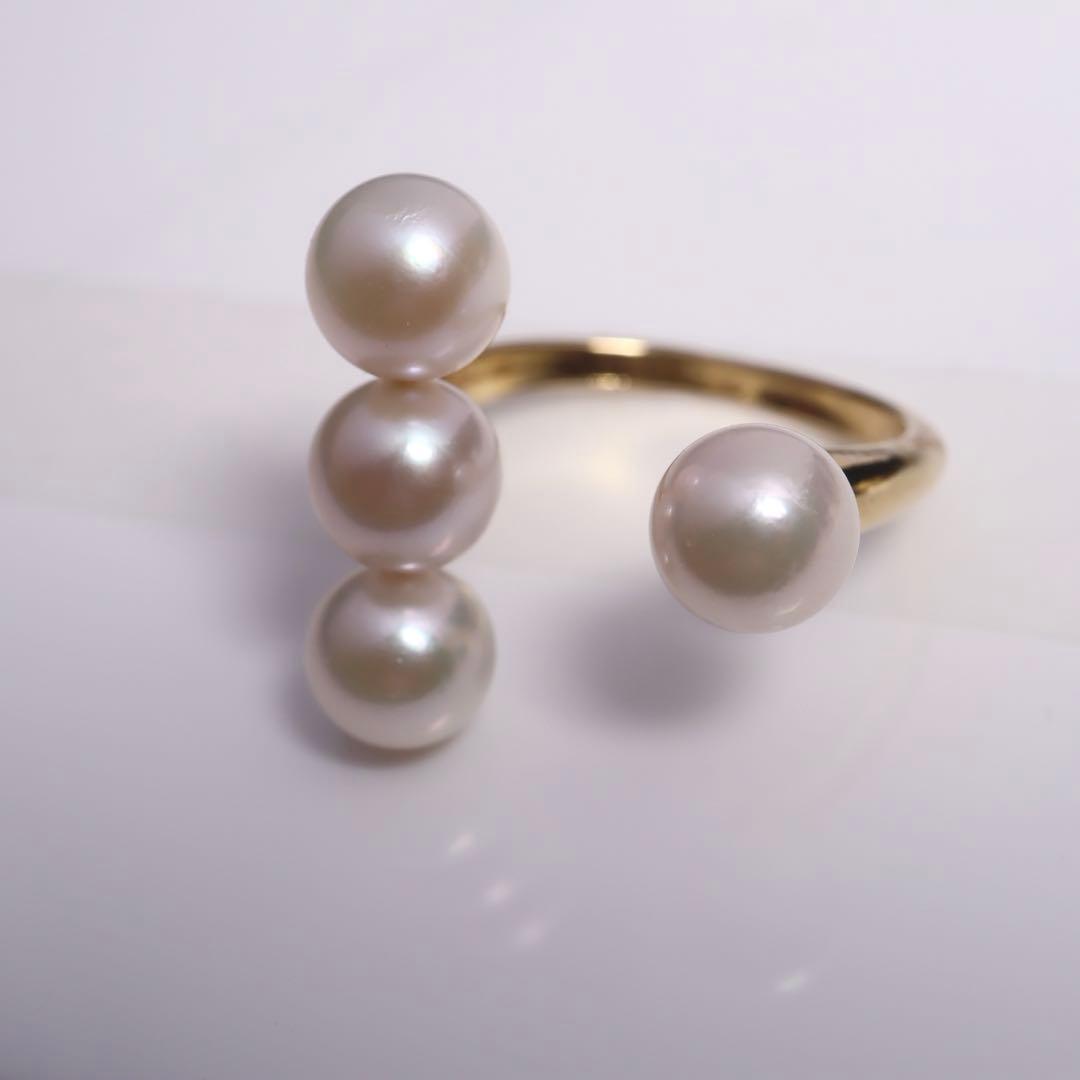 あこや真珠 リング あこやパール 指輪 3連リング アコヤパール