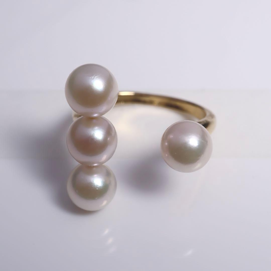 あこや真珠 リング あこやパール 指輪 3連リング アコヤパール