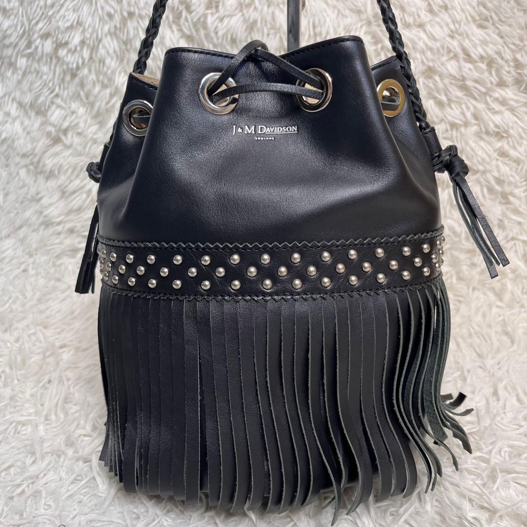 【美品】J＆M DAVIDSON ハンドバッグ　カーニバル　フリンジ　スタッズ