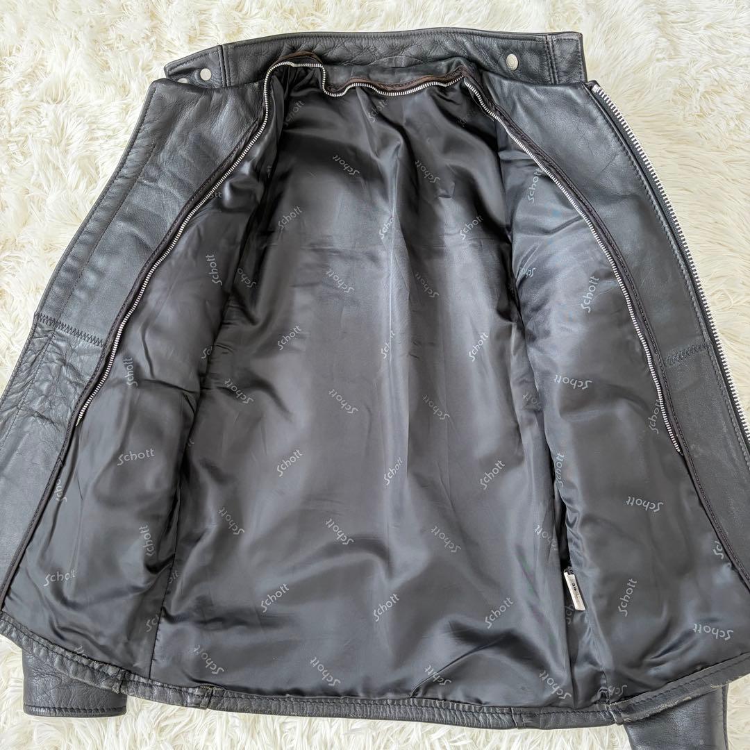 SCHOTT 641 シングルライダースジャケット 牛革 ステアハイド 黒 34