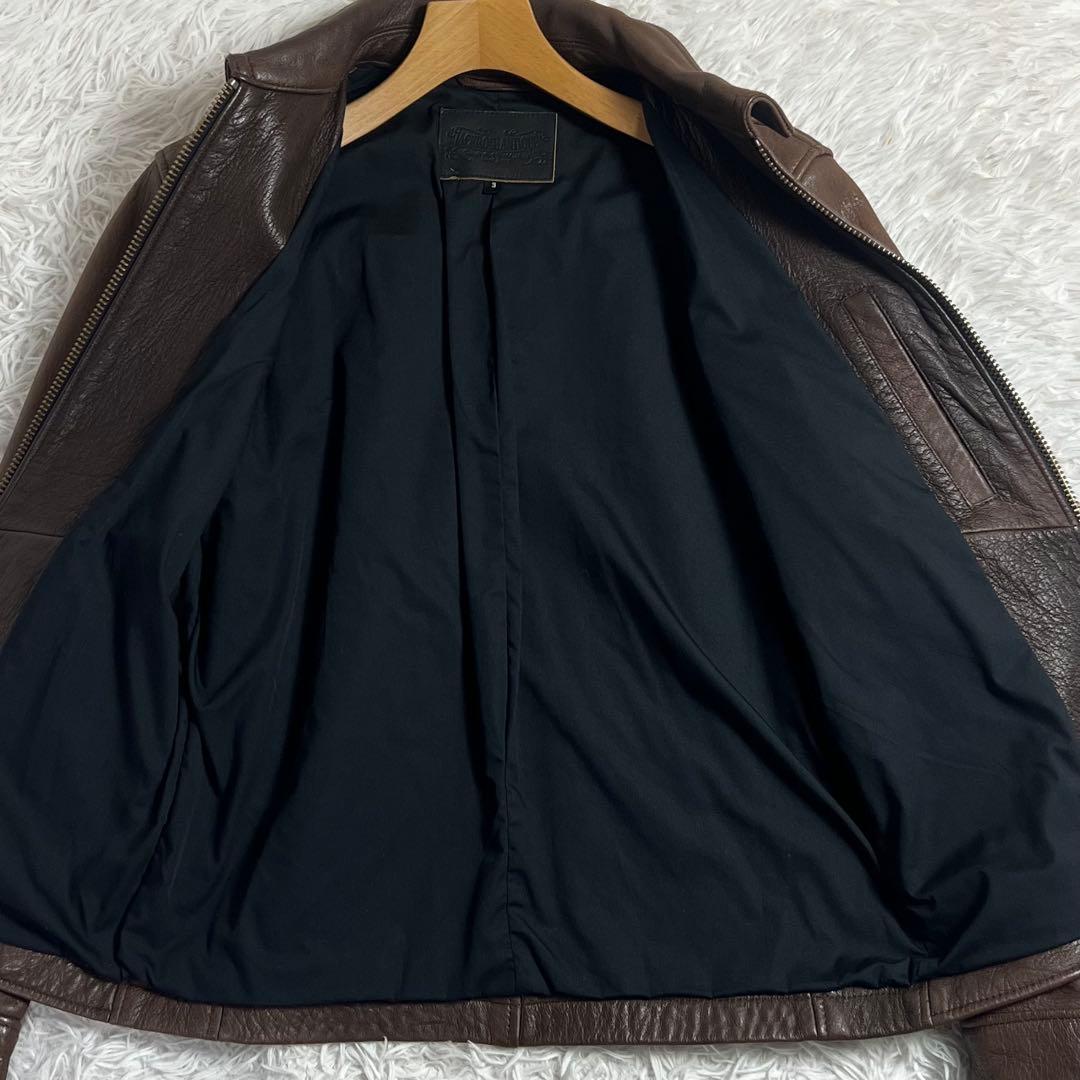 美品 ジャックローズ ゴートレザー シングルライダースジャケット ブラウン 3