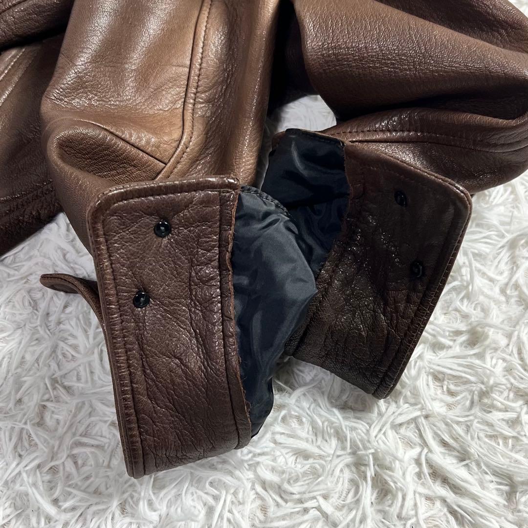 美品 ジャックローズ ゴートレザー シングルライダースジャケット ブラウン 3