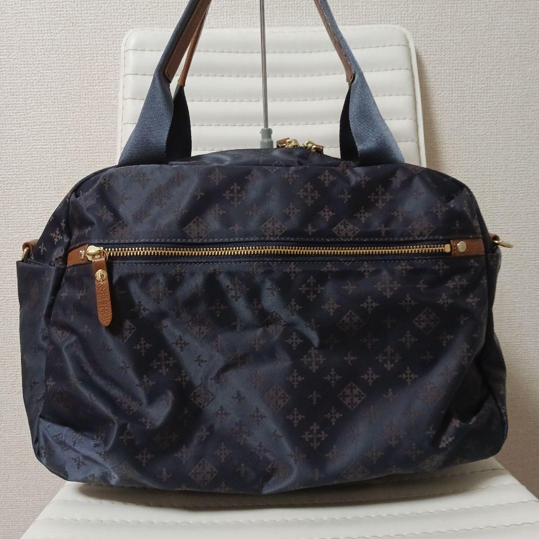 2417　ラシット　2wayボストンバッグ　グレーネイビー　ほぼ未使用