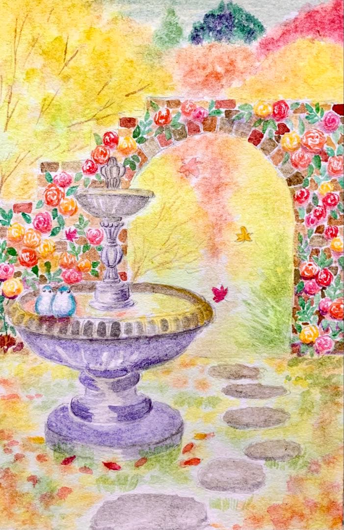 ♡たまみな♡水彩画 原画9枚レプリカ12枚鳥と花のアート作品