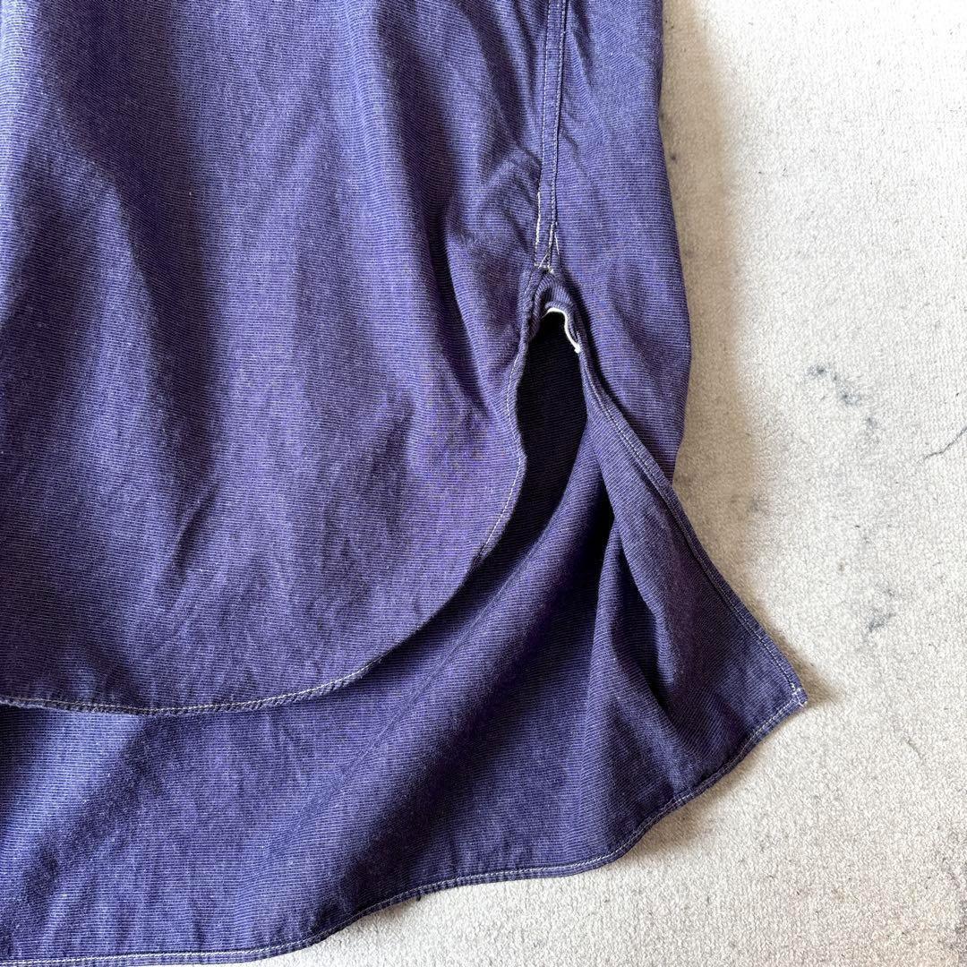 美品 コモリ 日本製 2 コットン プルオーバー 長袖 バンドカラー シャツ 紫