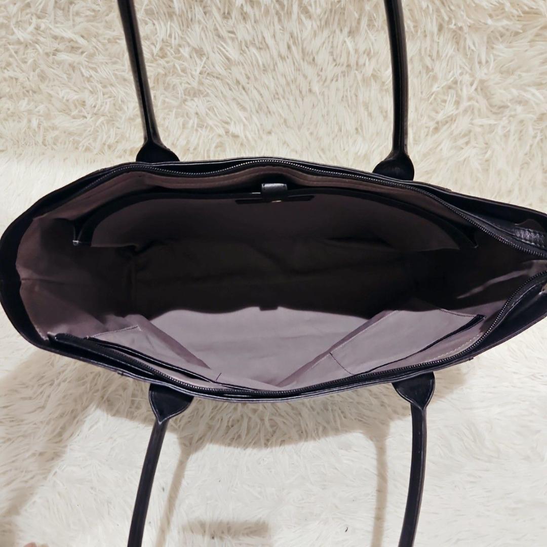 美品 マザーハウス トートバッグ アンティーク キャリア A4 肩掛け　黒　A4