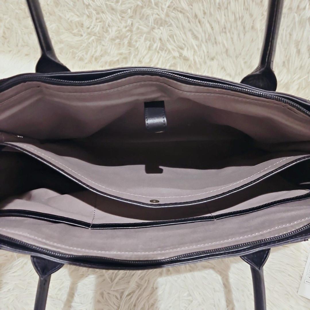 美品 マザーハウス トートバッグ アンティーク キャリア A4 肩掛け　黒　A4