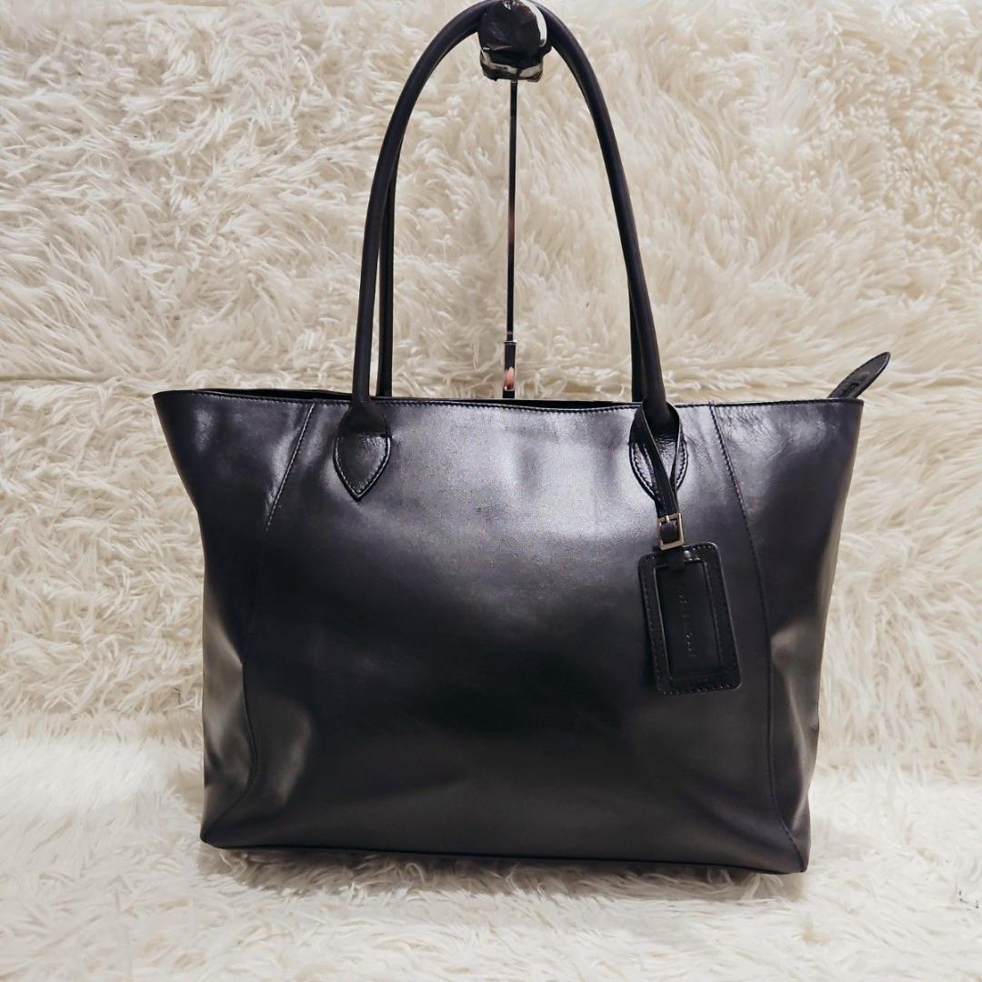 美品 マザーハウス トートバッグ アンティーク キャリア A4 肩掛け　黒　A4