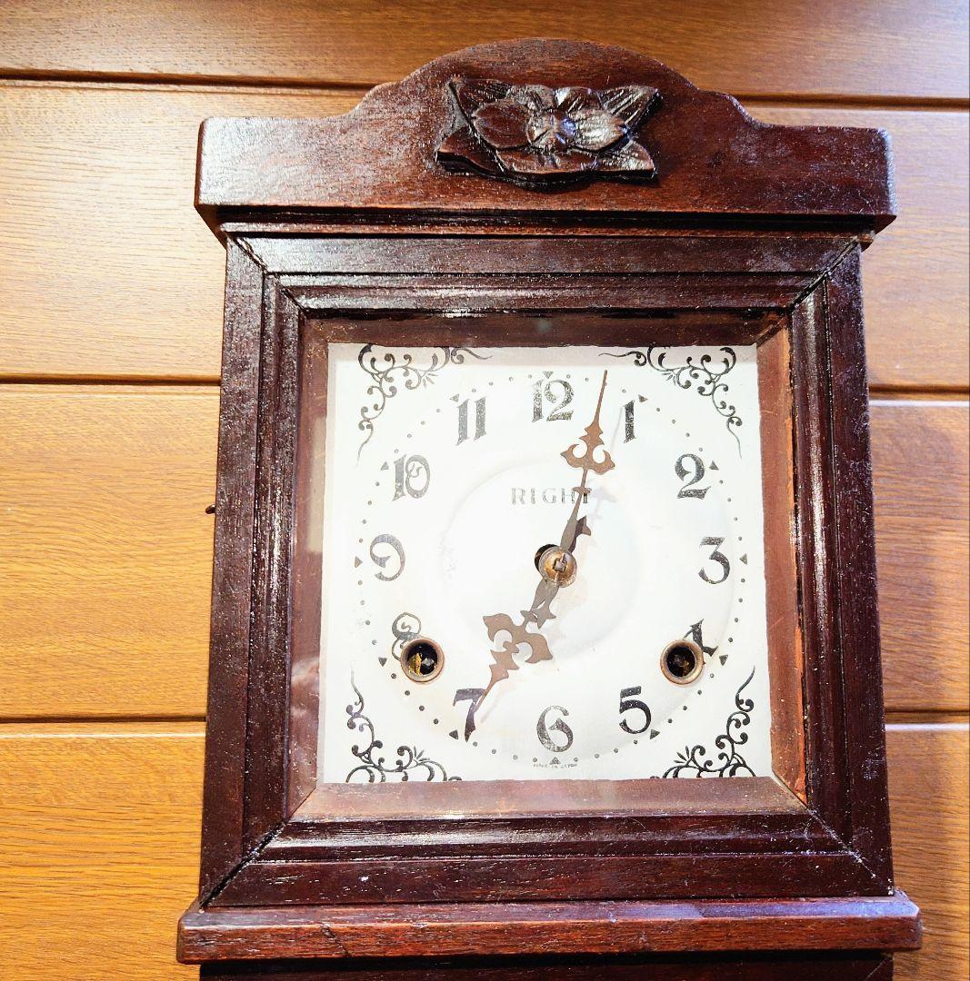 〈完動美品〉珍品　英工舎LIGHT印　鏡付き傾斜型ゼンマイ振り子掛け時計　古時計