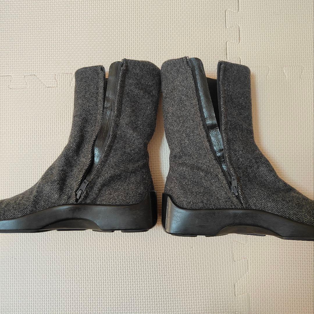 PRADA プラダ　ブーツ　ウール　サイドジップ　グレー　36 23cm