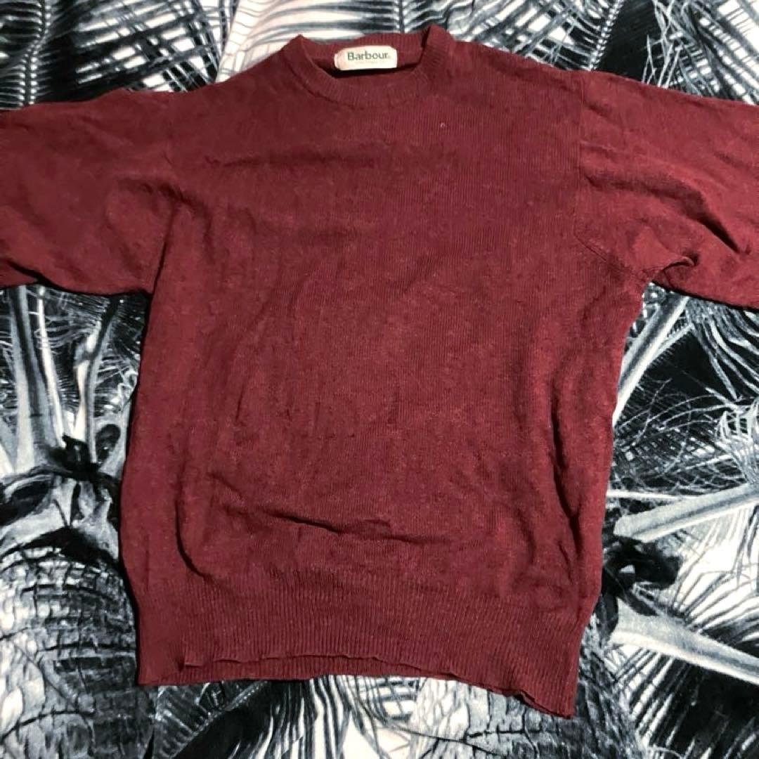 80s スコットランド製 ビンテージ Barbour ラムズウール ニット