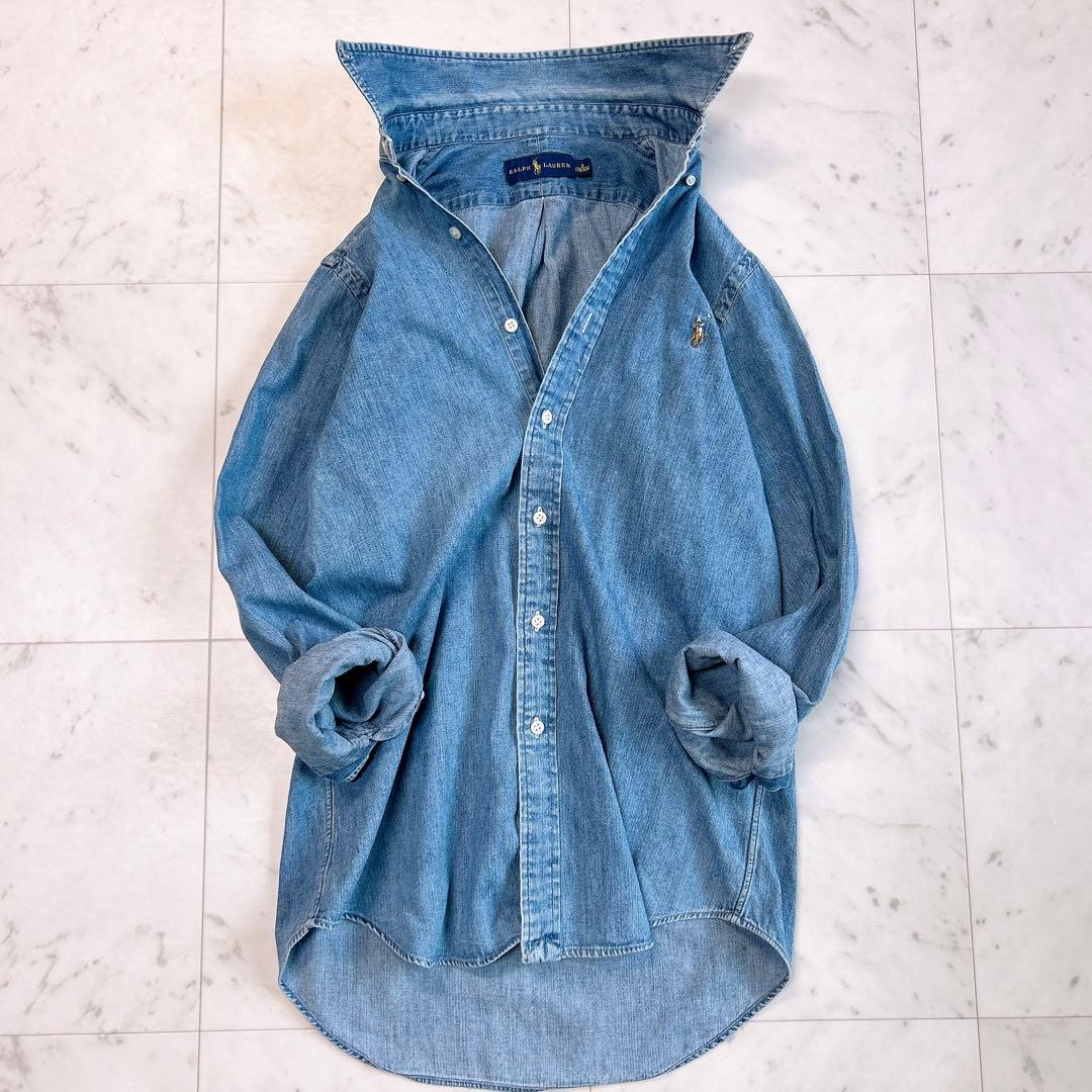ラルフローレン デニムシャツ ワンポイント刺繍 S 長袖