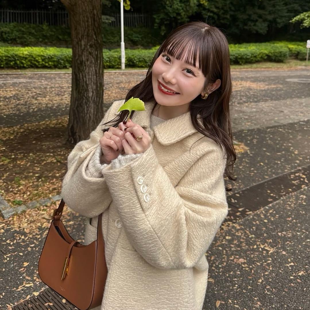 hinari ステンカラーシャギーミドルコート　アイボリー　タグ付き　新品未開封