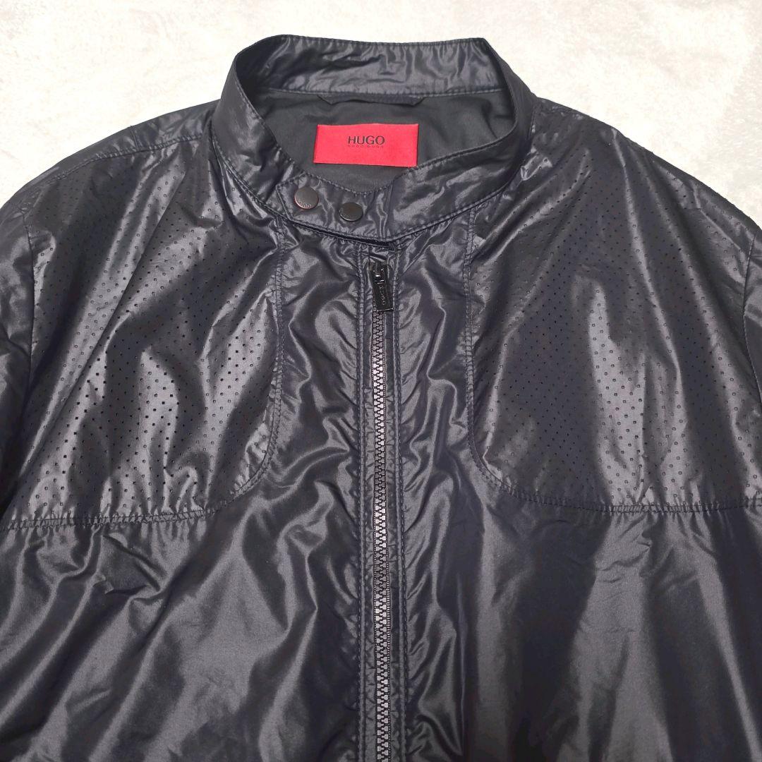 美品 ヒューゴボス ナイロン ライダース XL 赤タグ パンチング