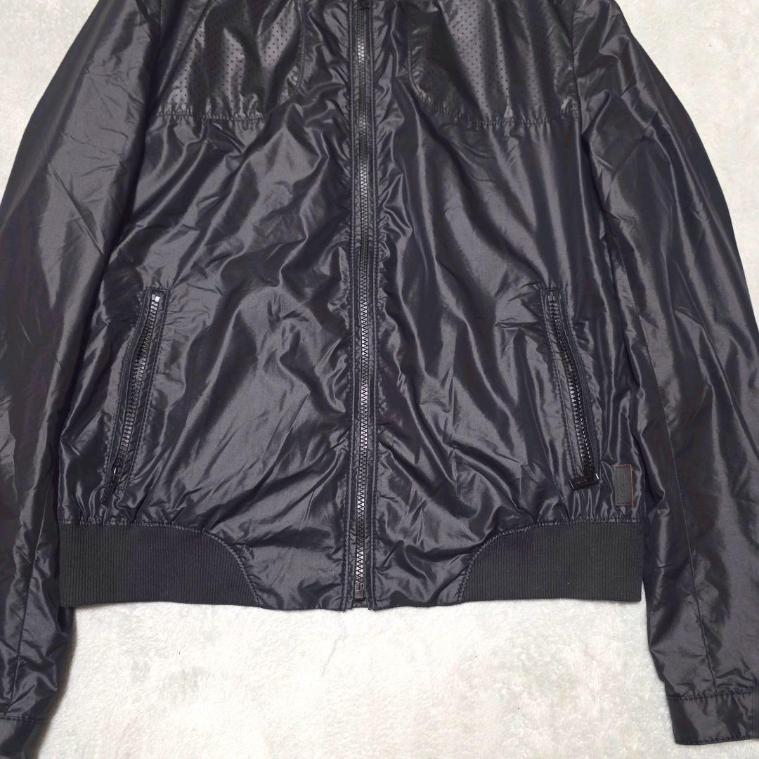 美品 ヒューゴボス ナイロン ライダース XL 赤タグ パンチング