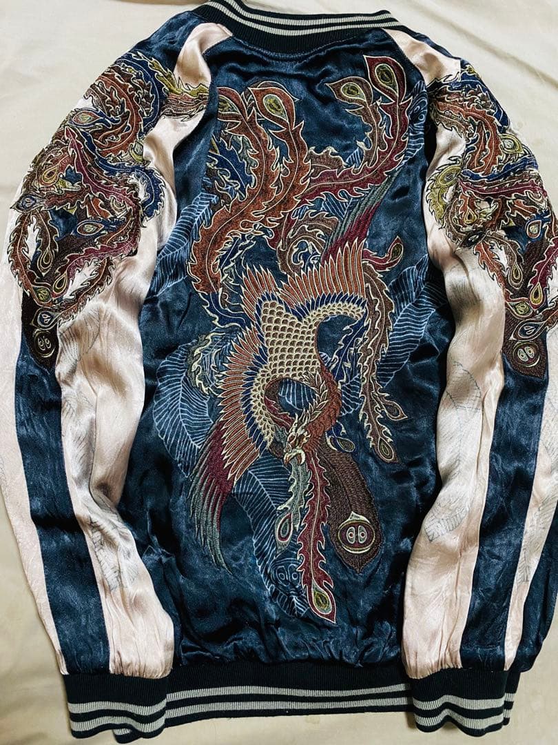 雅結 美品 ２面用 日本限定 龍ワシ スカジャン レーヨン unisex