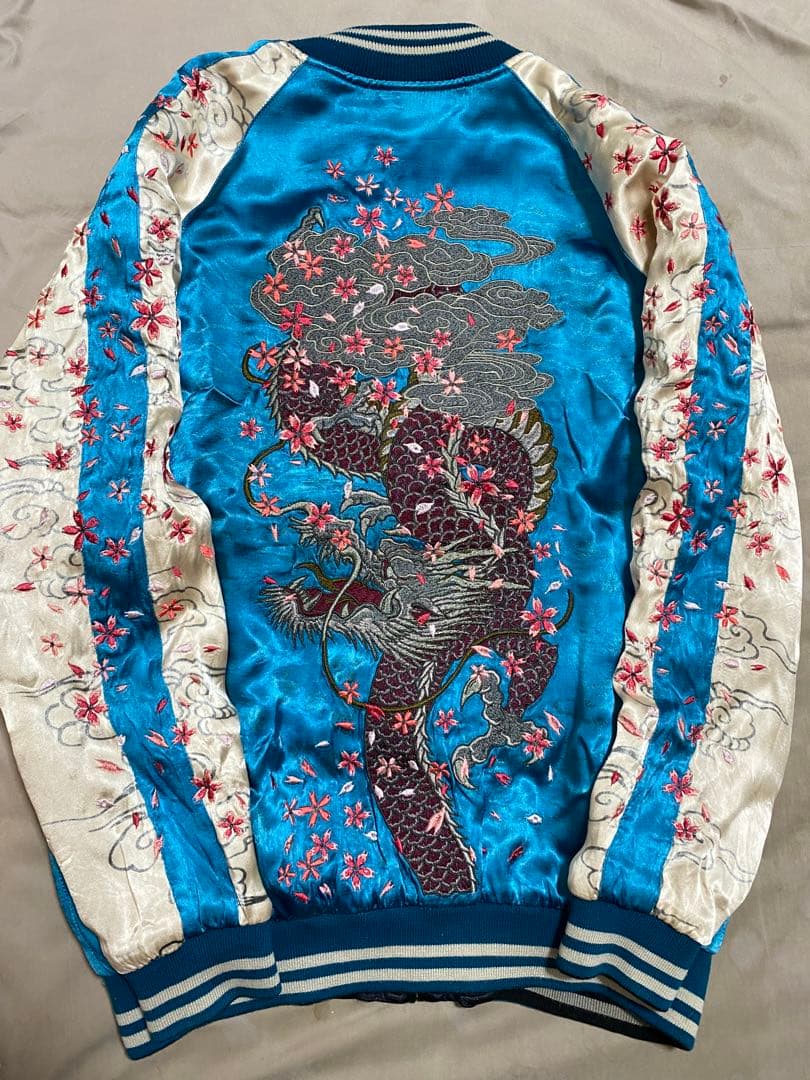 雅結 美品 ２面用 日本限定 龍ワシ スカジャン レーヨン unisex