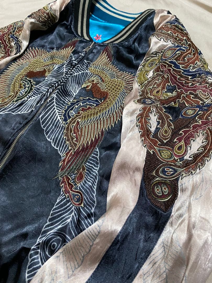 雅結 美品 ２面用 日本限定 龍ワシ スカジャン レーヨン unisex