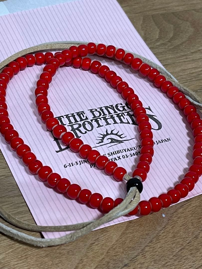 【新品】THE BINGO BROTHERS 一連赤ビーズ　ホワイトハーツ