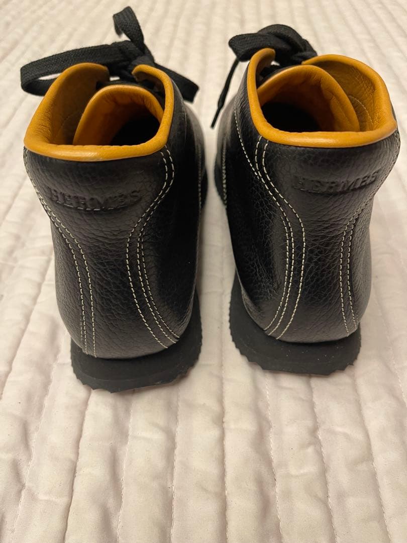 『超美品』HERMES エルメスハイカットシューズブラックザラメ革３８サイズ