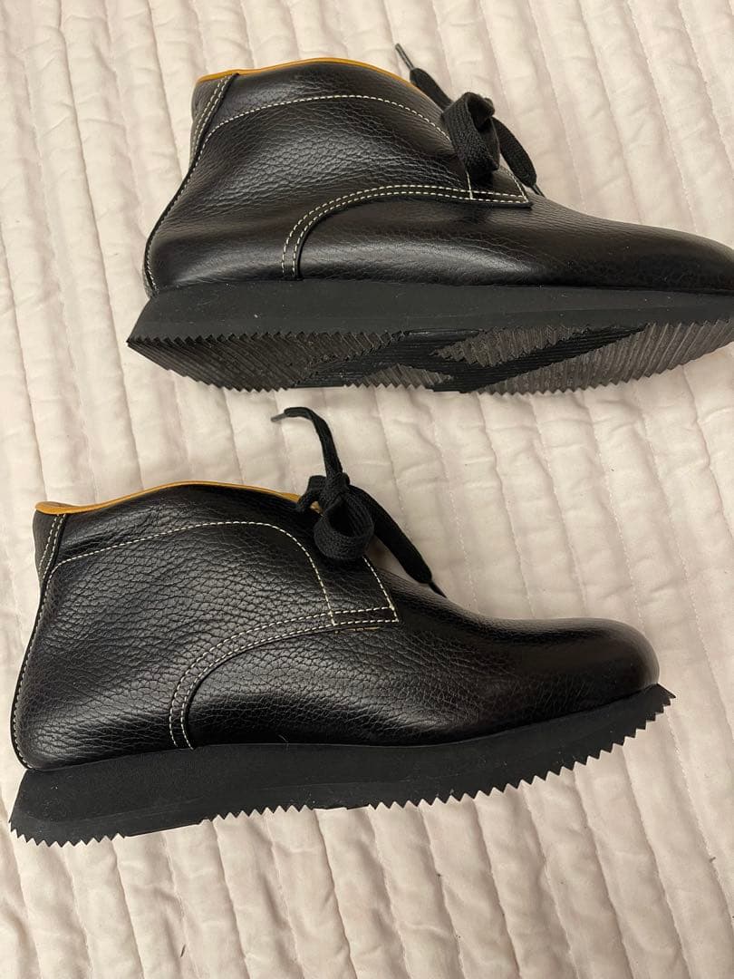 『超美品』HERMES エルメスハイカットシューズブラックザラメ革３８サイズ