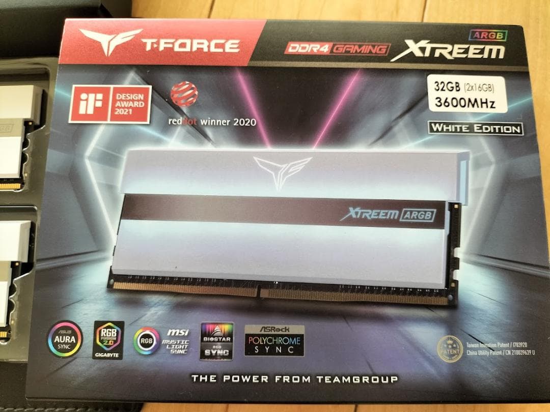 T-FORCE XTREEM ARGB 32GB 3600MHz ホワイト