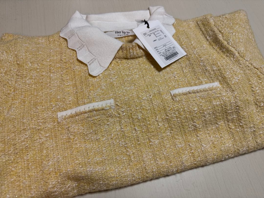 最終値下げ！【完売品！】Petal-Edge Collar Knit Top