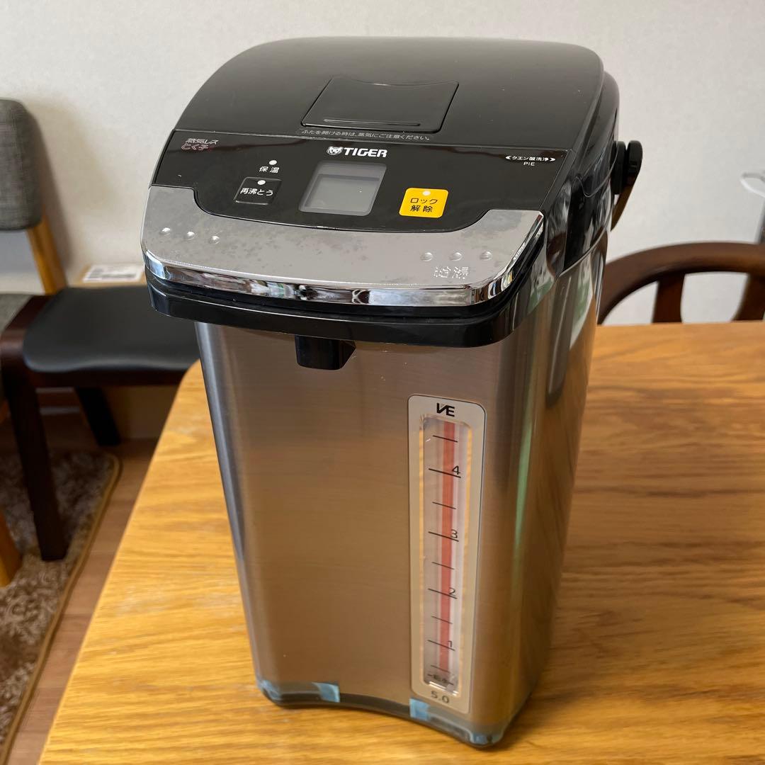 【美品】TIGER 蒸気レスVE電気ポット　5.0L 『とく子さん』電気ポット