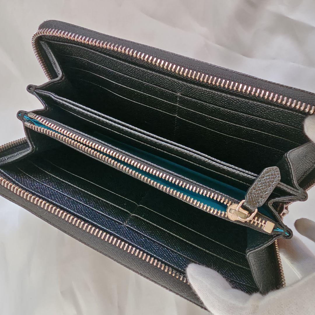 美品 ブルガリ メンズ 長財布 ラウンドファスナー レザー ブラック 黒 3