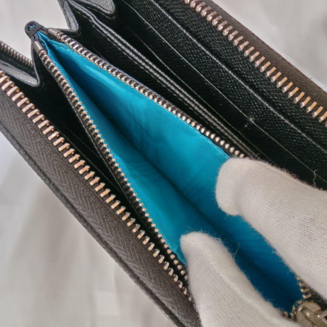 美品 ブルガリ メンズ 長財布 ラウンドファスナー レザー ブラック 黒 3