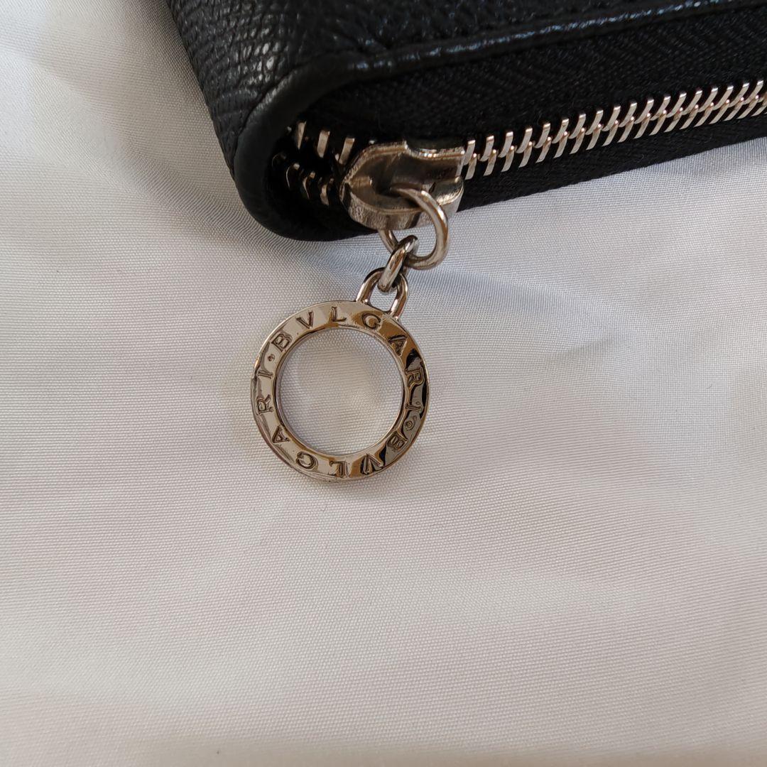 美品 ブルガリ メンズ 長財布 ラウンドファスナー レザー ブラック 黒 3