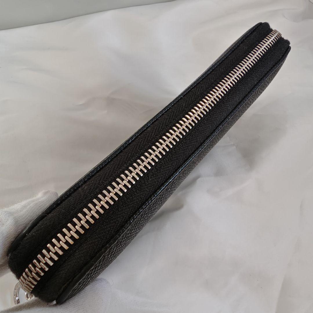 美品 ブルガリ メンズ 長財布 ラウンドファスナー レザー ブラック 黒 3