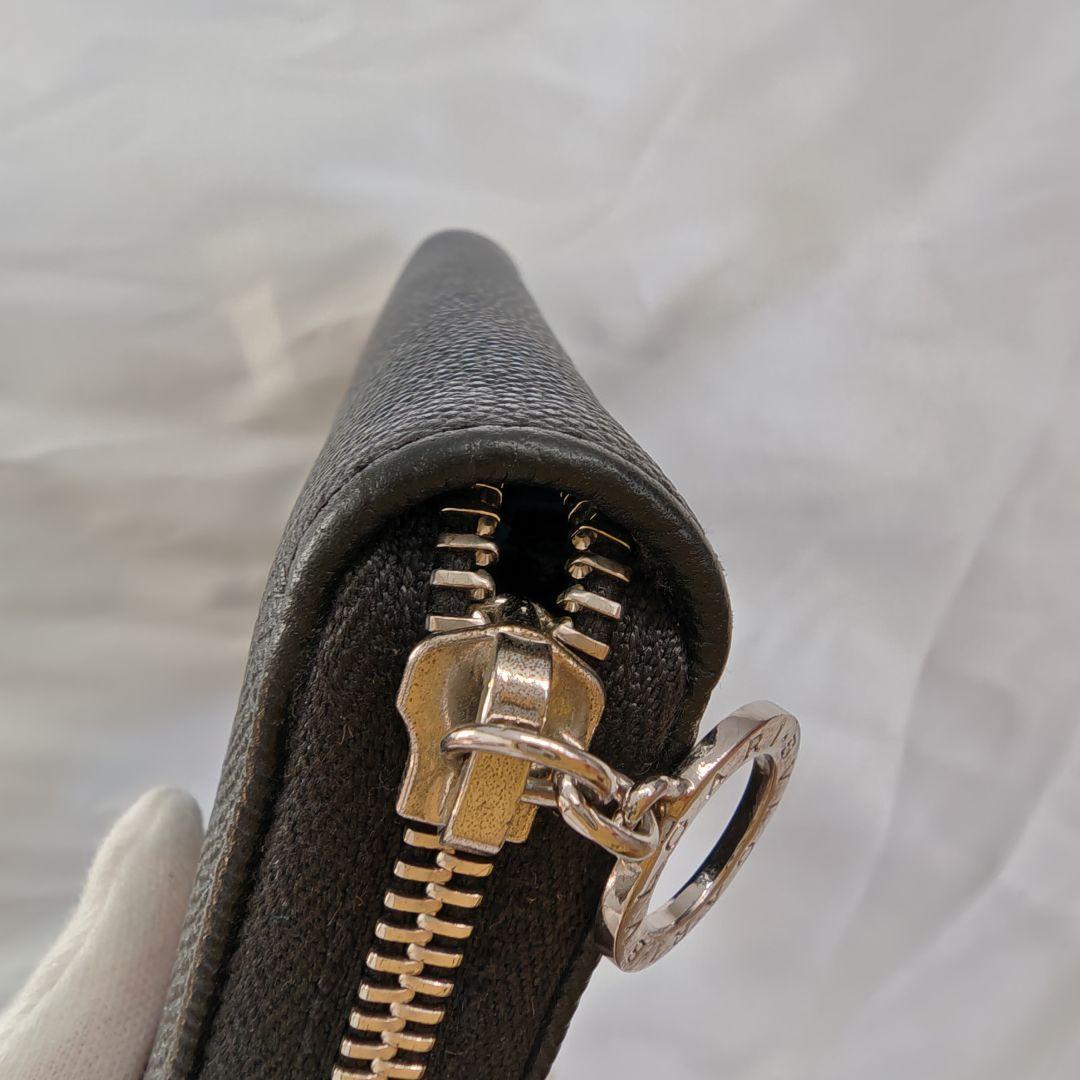 美品 ブルガリ メンズ 長財布 ラウンドファスナー レザー ブラック 黒 3