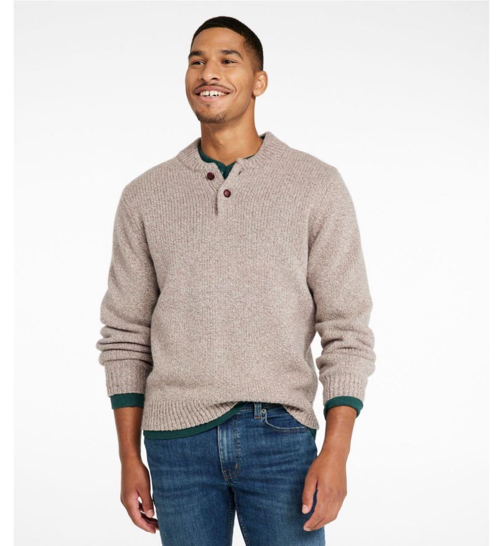 L.L.Bean ヘンリー・セーター　100%ラムウール グレー L