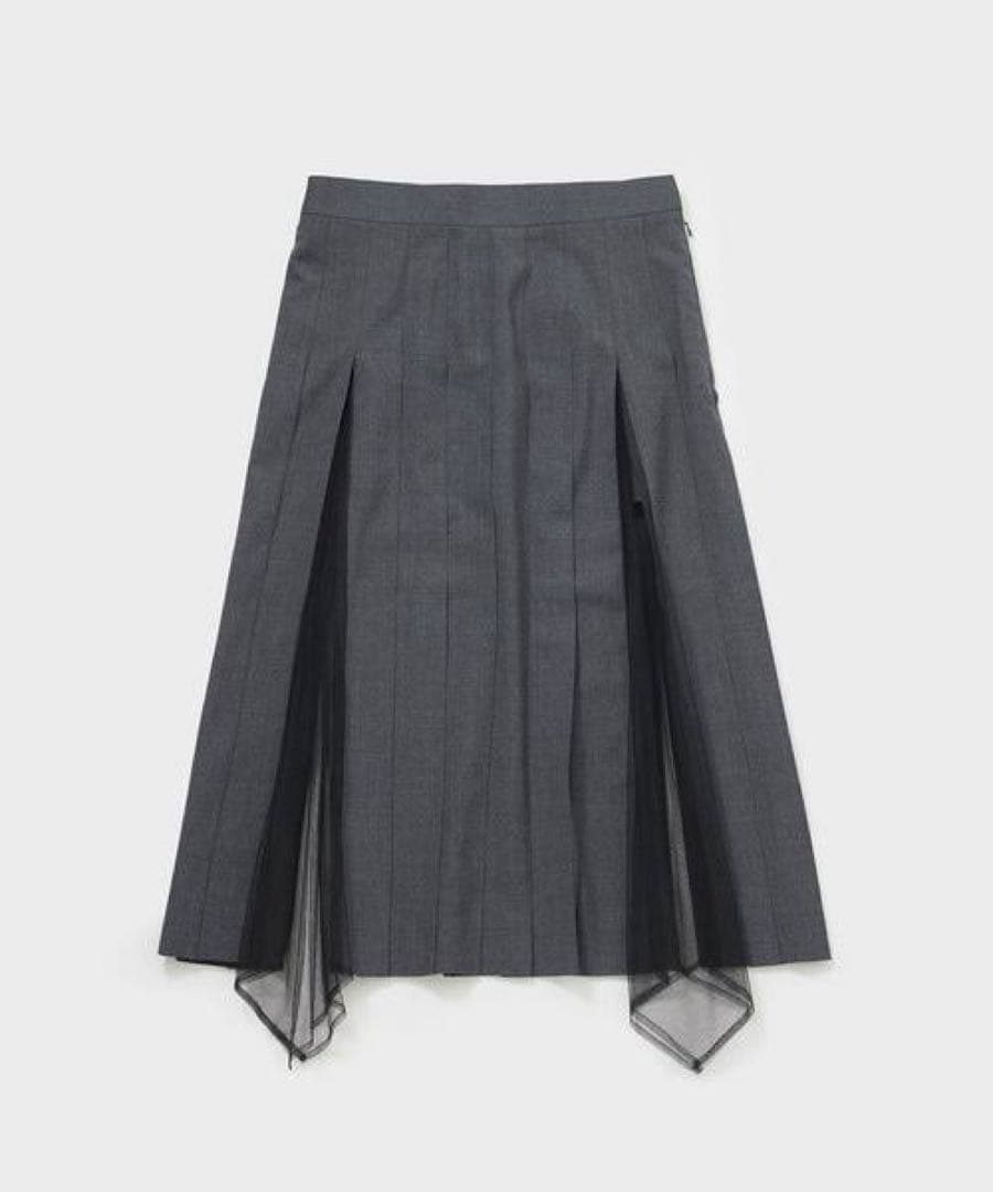 スカート FETICO WOOL&TULLE COMBINED PLEATED SKIRT