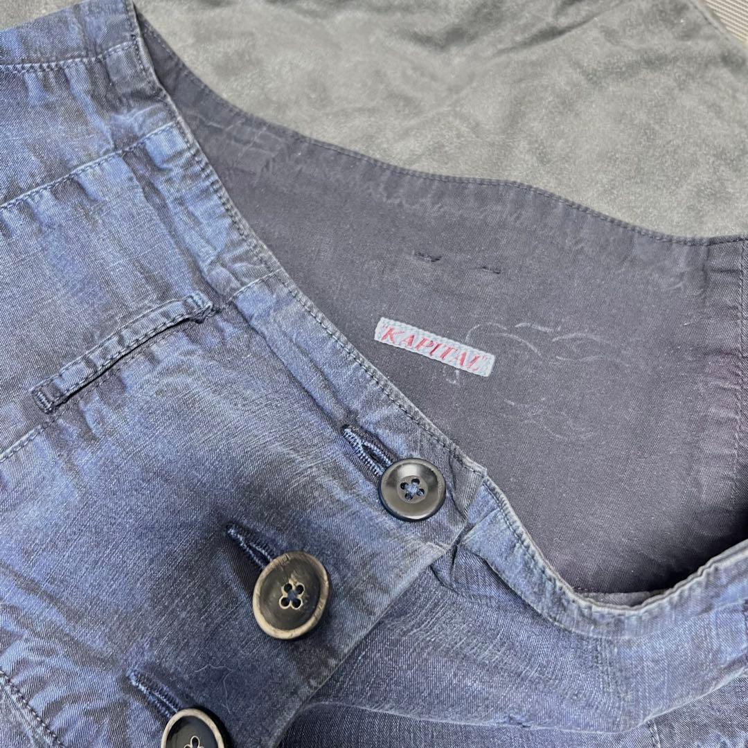【レア品】KAPITAL 藍染　パッチワーク　ラップキュロット　ガウチョパンツ