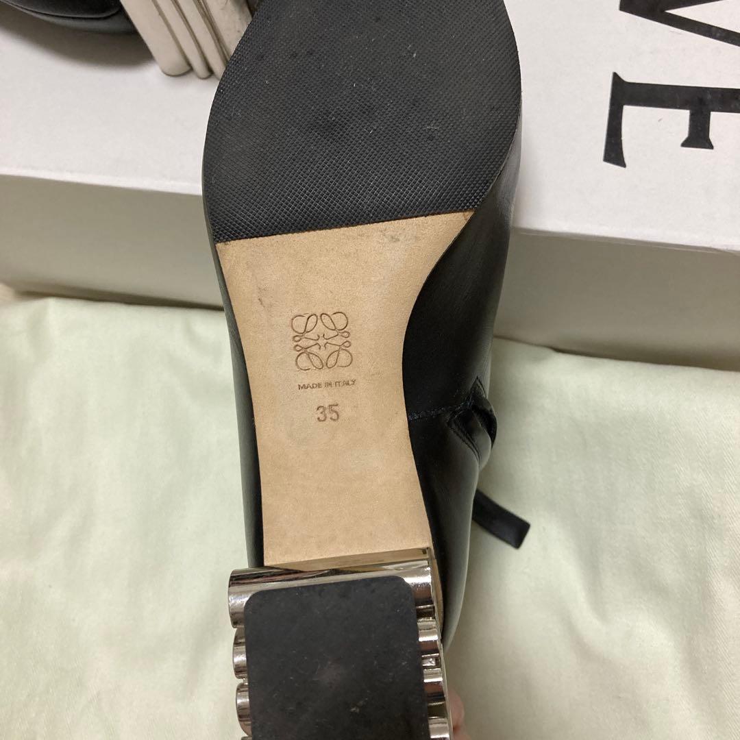【極美品】LOEWE アナグラムヒール　シルバー　ショートブーツ　35