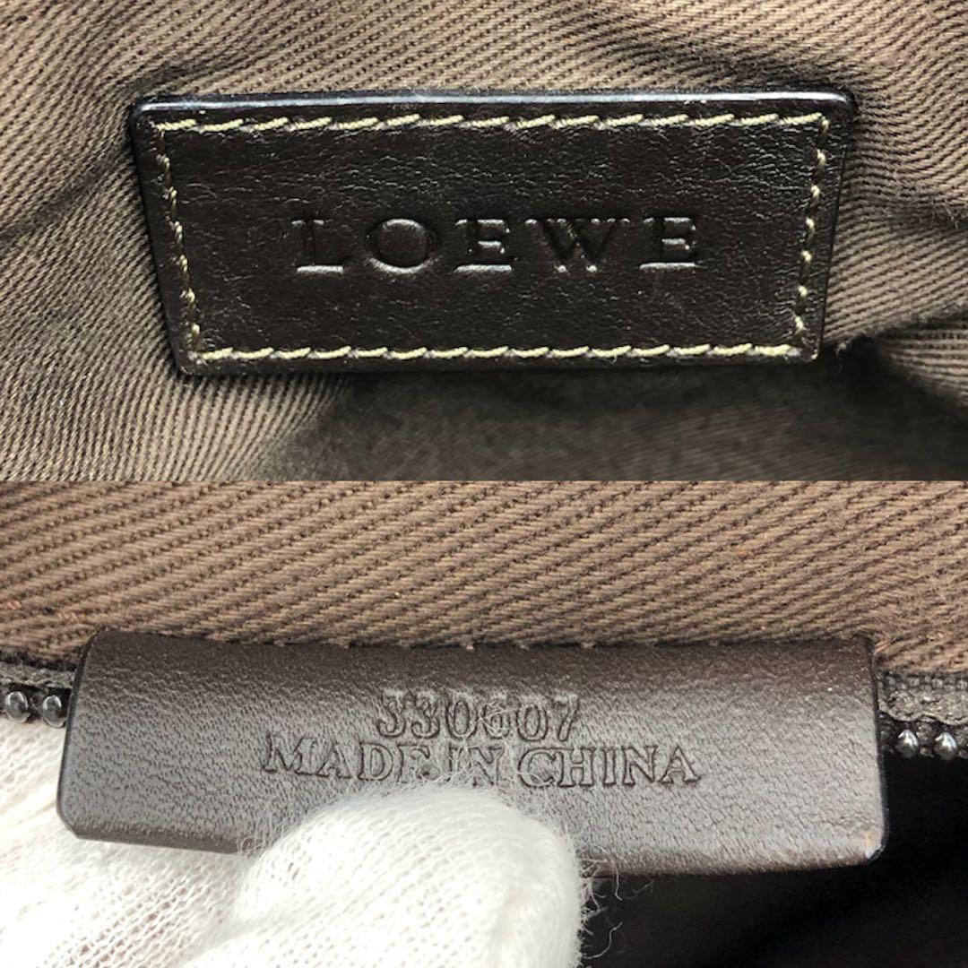 極美品 ロエベ アナグラム メッセンジャーバッグ A4 PVC レザー 焦茶