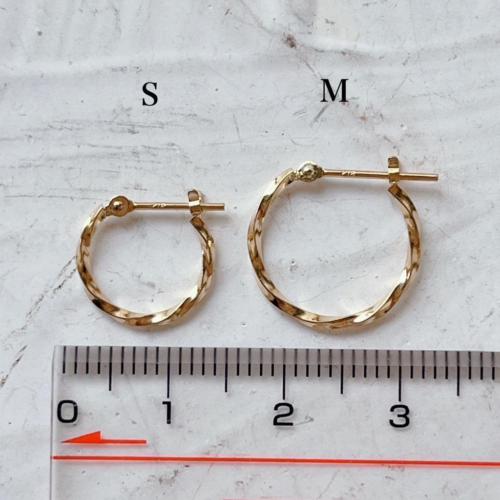 K18 ピアス フープ 18K ツイスト つけっぱなし 片耳 12 12ミリ