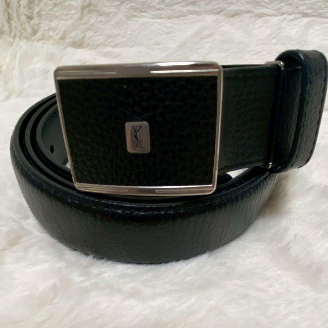 YSL イヴサンローラン メンズ レザーベルト 黒 箱付