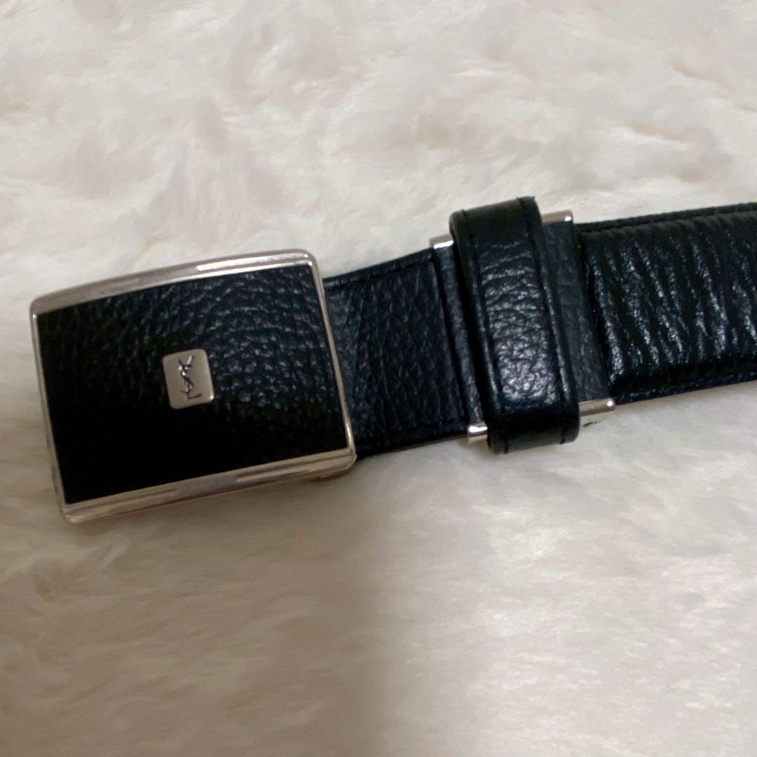 YSL イヴサンローラン メンズ レザーベルト 黒 箱付