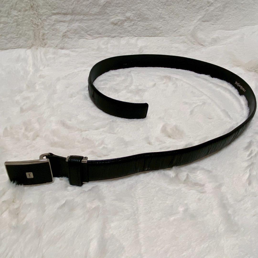 YSL イヴサンローラン メンズ レザーベルト 黒 箱付