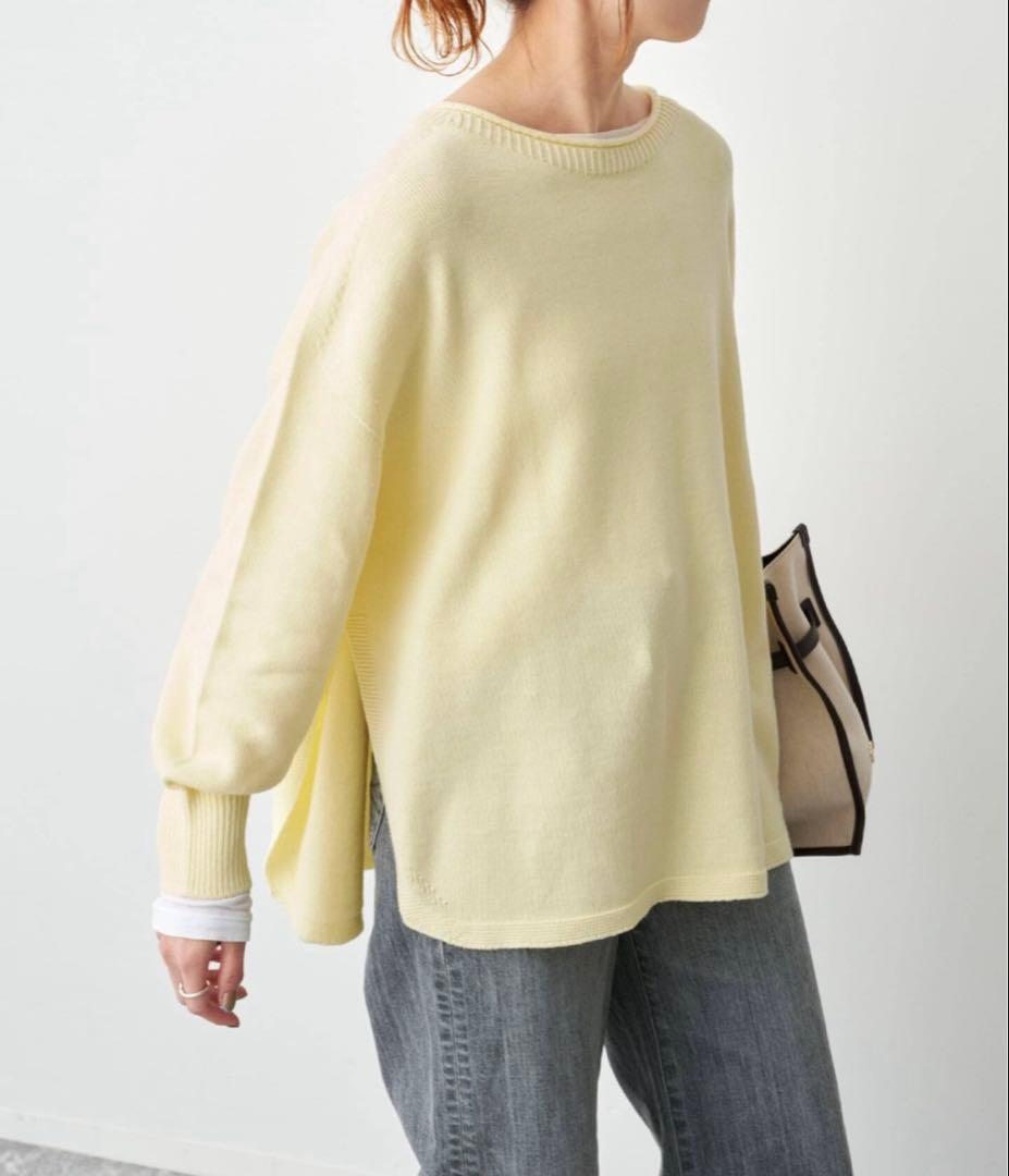 バルキーヤーンルーズボートネックニット