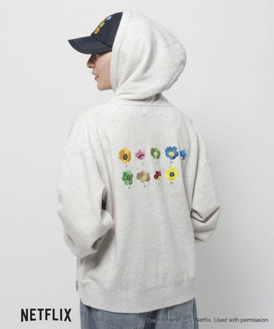 【ボーイフレンド シーズン2】コラボ フラワープルオーバーフーディー グレー L